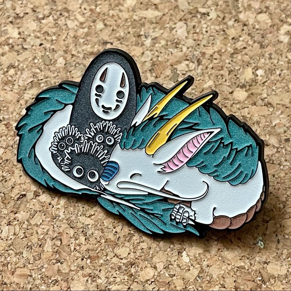 Spirited Away No Face Kaonashi and Haku Badge Pin